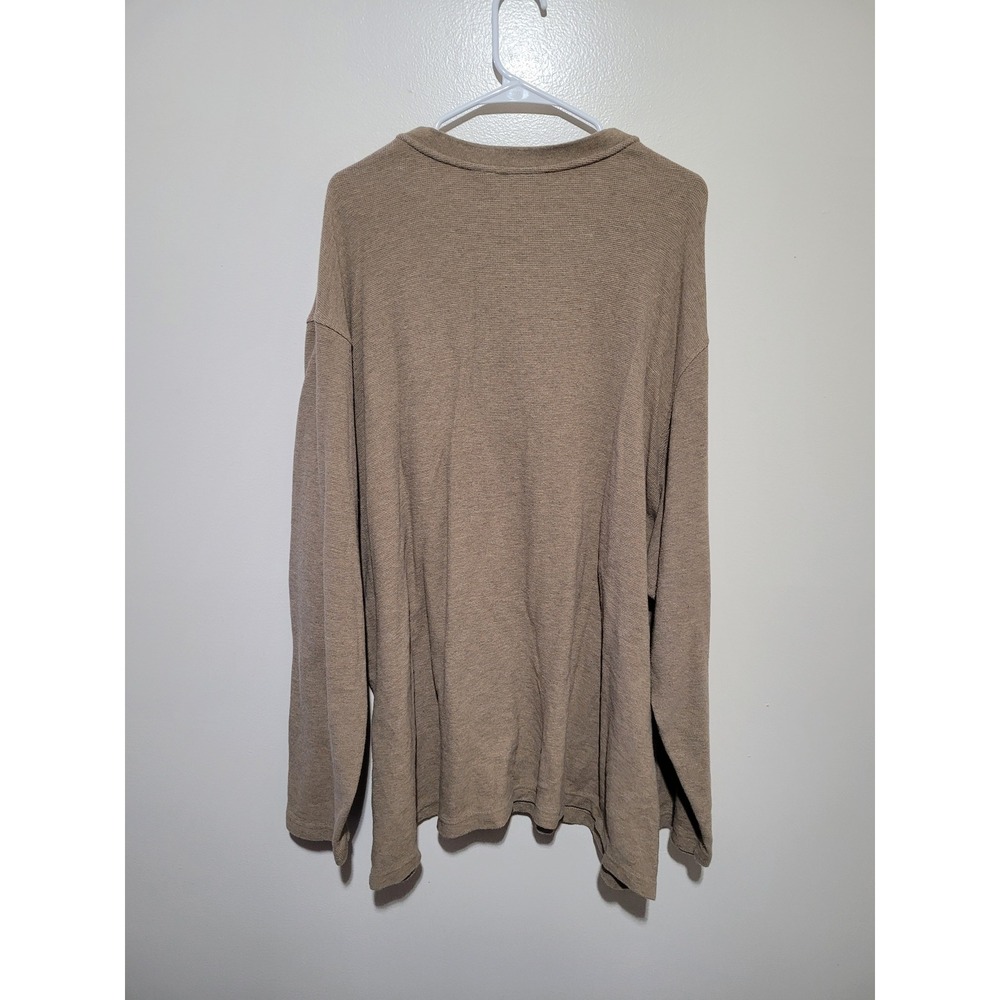 Covington Henley Shirt Mens 3XL Tan Waffle Knit Cotton‎ Long Sleeve
